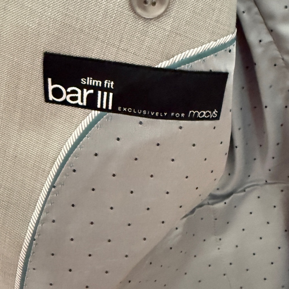 Men's Bar III Slim‎ Fit Light Gray Suit Sport Coat and Slacks - Picture 3 of 14